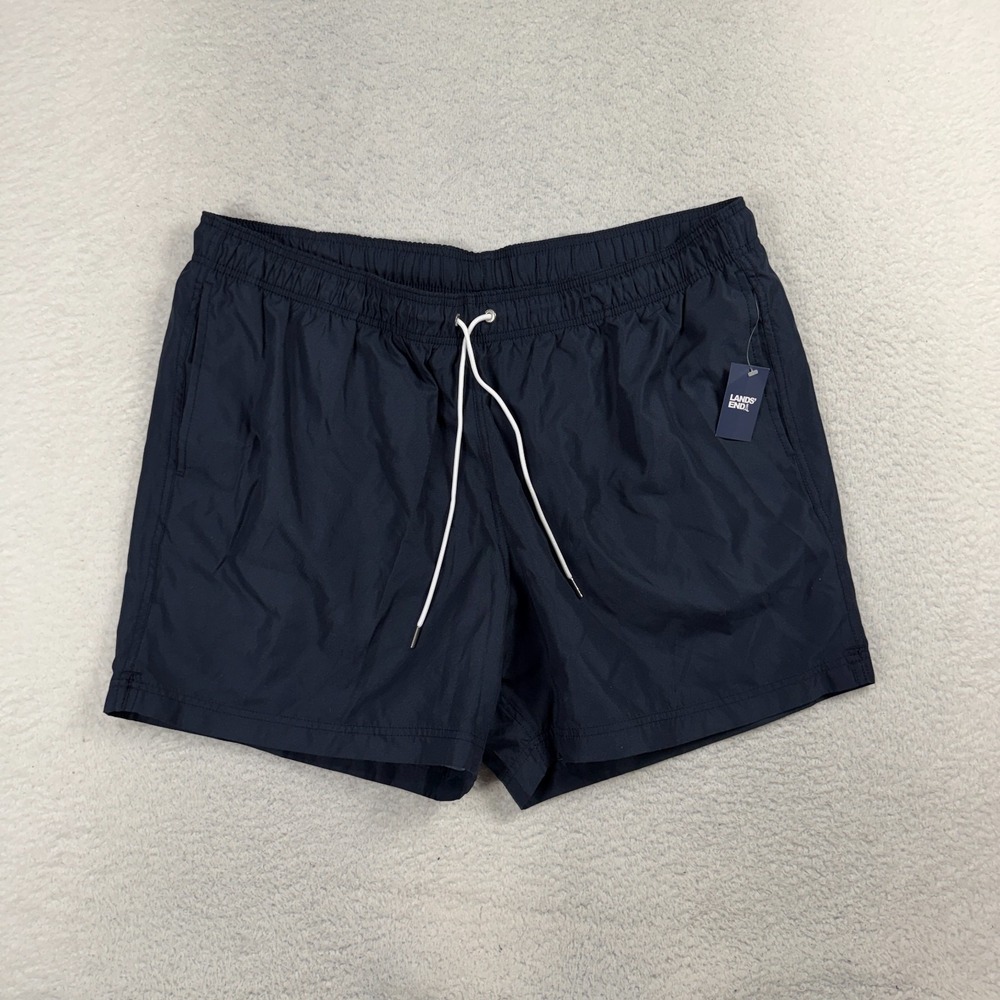 Lands' End Mens Volley Swim Trunks XXL Navy Blue 6 Inch Inseam Shorts NWT